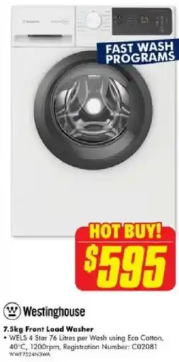 The Good Guys 7.5kg Front Load Washer offer
