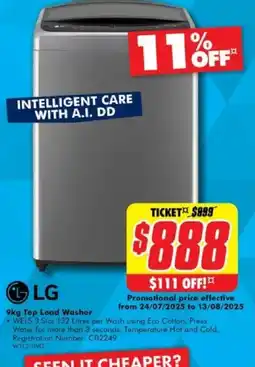 The Good Guys LG 9kg Top Load Washer offer
