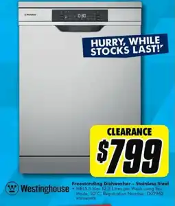 The Good Guys Westinghouse Freestanding Dishwasher - Stainless Steel offer