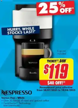 The Good Guys NESPRESSO Vertuo Pop - White offer