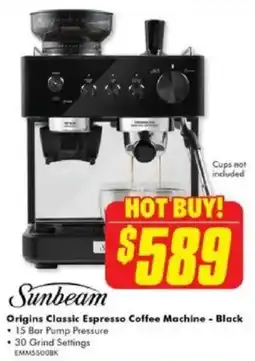 The Good Guys Sunbeam Origins Classic Espresso Coffee Machine - Black offer