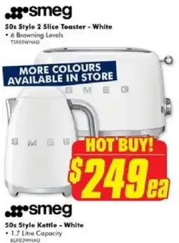 The Good Guys smeg 50s Style 2 Slice Toaster - White offer