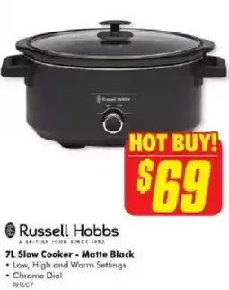 The Good Guys Russell Hobbs 7L Slow Cooker - Matte Black offer