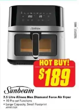 The Good Guys Sunbeam 7.5 Litre Alinea Max Diamond Force Air Fryer offer