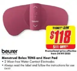 The Good Guys Beurer Menstrual Relax TENS and Heat Pad offer