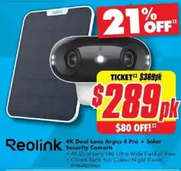 The Good Guys Reolink 4K Dual Lens Argus 4 Pro + Solar Security Camera offer