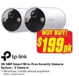 The Good Guys +tp-link 2K 3MP Smart Wire-Free Security Camera System - 2 Camera offer