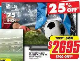 The Good Guys LG 75" QNED93A EVO Mini LED A.I. UHD 4K Smart TV 2025 offer