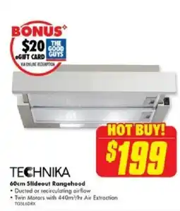 The Good Guys TECHNIKA 60cm Slideout Rangehood offer