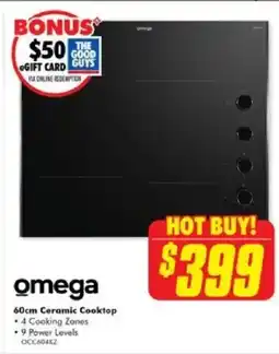 The Good Guys omega 60cm Ceramic Cooktop offer