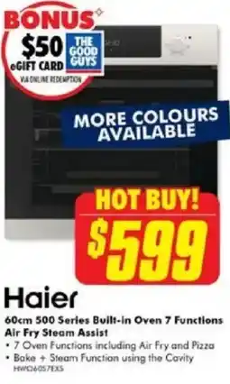The Good Guys Haier 60cm 500 Series Built-in Oven 7 Functions Air Fry Steam Assist offer