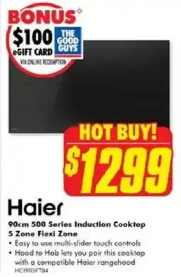 The Good Guys Haier 90cm 500 Series Induction Cooktop 5 Zone Flexi Zone offer