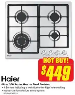The Good Guys HOT BUY! 60cm 500 Series Gas on Steel Cooktop offer