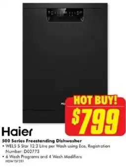 The Good Guys Haier 500 Series Freestanding Dishwasher offer