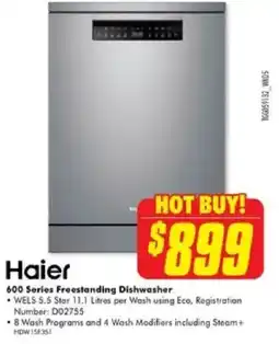 The Good Guys Haier 600 Series Freestanding Dishwasher offer