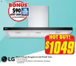 The Good Guys LG 90cm T-Shape Rangehood with ThinQ Auto offer