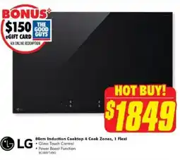 The Good Guys LG 80cm Induction Cooktop 4 Cook Zones, 1 Flexi offer