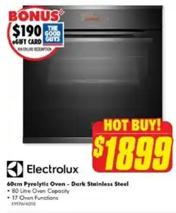 The Good Guys Electrolux 60cm Pyrolytic Oven - Dark Stainless Steel offer