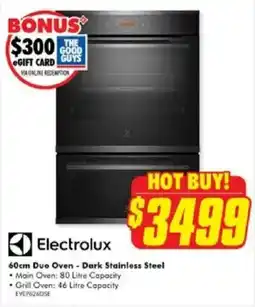 The Good Guys Electrolux 60cm Duo Oven - Dark Stainless Steel offer