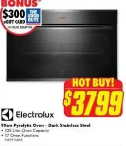 The Good Guys Electrolux 90cm Pyrolytic Oven - Dark Stainless Steel offer