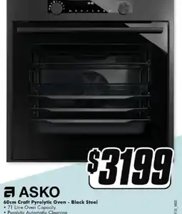 The Good Guys ASKO 60cm Craft Pyrolytic Oven - Black Steel offer