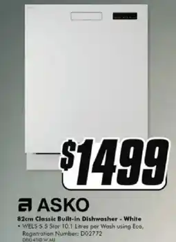 The Good Guys ASKO 82cm Classic Built-in Dishwasher - White offer