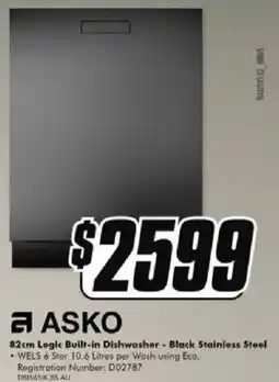 The Good Guys ASKO 82cm Logic Built-in Dishwasher - Black Stainless Steel offer