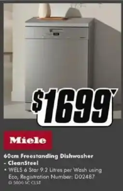 The Good Guys Miele 60cm Freestanding Dishwasher - CleanSteel offer