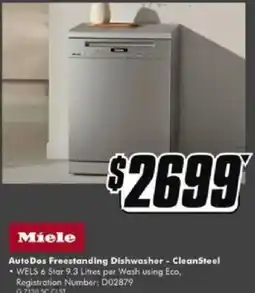 The Good Guys Miele AutoDos Freestanding Dishwasher - CleanSteel offer