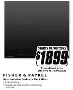 The Good Guys FISHER & PAYKEL 60cm Induction Cooktop - Black Glass offer