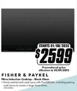 The Good Guys FISHER & PAYKEL 90cm Induction Cooktop - Black Glass offer