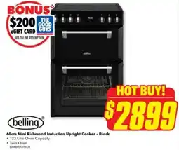 The Good Guys belling 60cm Mini Richmond Induction Upright Cooker - Black offer