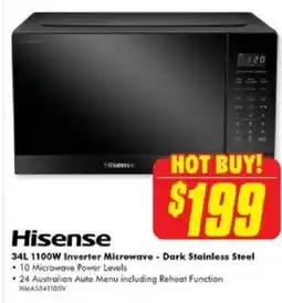 The Good Guys Hisense 34L 1100W Inverter Microwave - Dark Stainless Steel offer