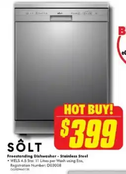 The Good Guys SOLT Freestanding Dishwasher - Stainless Steel offer