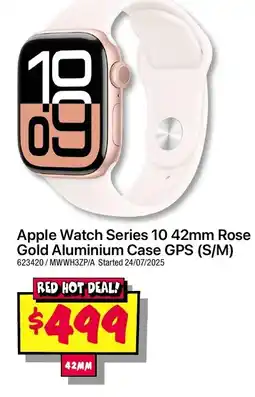 JB Hi-Fi Apple Watch Series 10 42mm Rose Gold Aluminium Case GPS (S/M) offer