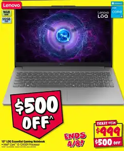 JB Hi-Fi 15" LOQ Essential Gaming Notebook offer