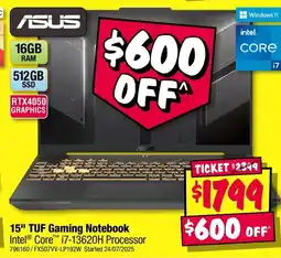 JB Hi-Fi 15" TUF Gaming Notebook offer