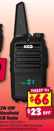 JB Hi-Fi 2W UHF Handheld CB Radio offer