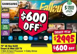 JB Hi-Fi 75" 4K Neo QLED Smart Al Mini LED TV offer