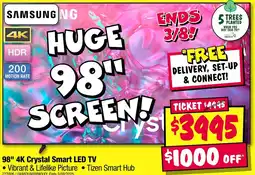 JB Hi-Fi SAMSUNG 98" 4K Crystal Smart LED TV offer