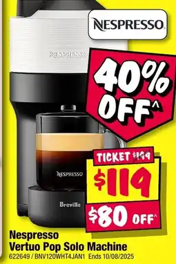 JB Hi-Fi NESPRESSO Vertuo Pop Solo Machine offer