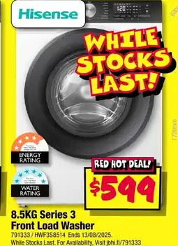 JB Hi-Fi Hisense 8.5KG Series 3 Front Load Washer offer
