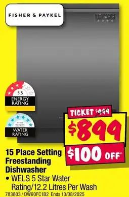 JB Hi-Fi 15 Place Setting Freestanding Dishwasher offer