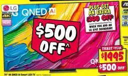 JB Hi-Fi LG 75" 4K QNED AI Smart LED TV offer