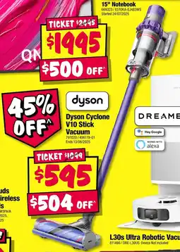 JB Hi-Fi Dyson Cyclone V10 Stick Vacuum offer