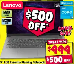 JB Hi-Fi 15" LOQ Essential Gaming Notebook offer
