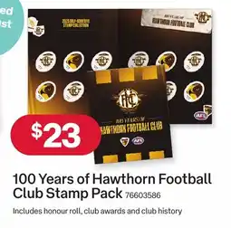 Australia Post 100 Years of Hawthorn Football Club Stamp Pack offer