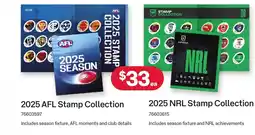 Australia Post 2025 AFL Stamp Collection 2025 NRL Stamp Collection offer