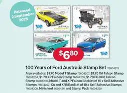 Australia Post 100 Years of Ford Australia Stamp Set offer