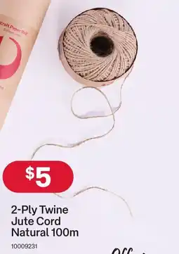 Australia Post 2-Ply Twine Jute Cord Natural 100m offer